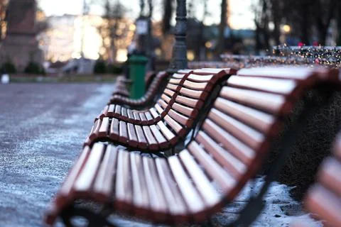 Benches in a park Stock Photos