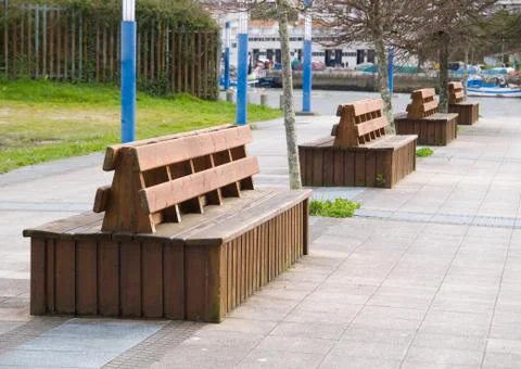 Benches in row Foto stock