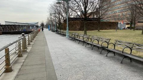 Benches in a row Stock Photos
