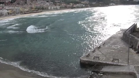 Benches on the sea Stock Footage 47568359