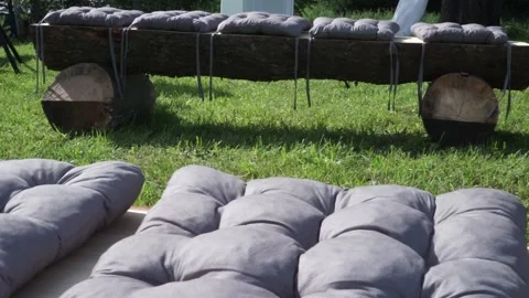 Benches with soft cushions Stock Footage 163567760