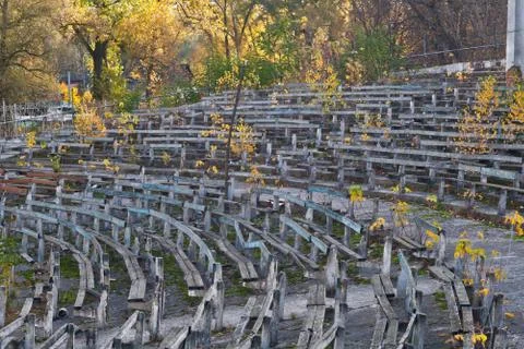 Benches for spectators. Stock Photos
