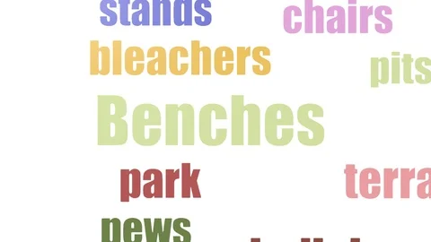 Benches Word Cloud Animated Isolated Stock Footage 107236761
