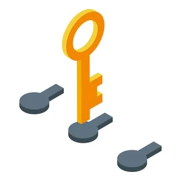 Benchmark gold key icon isometric vector. Indicator product 스톡 일러스트