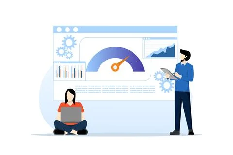 Benchmark indicator illustration concept. Compare business processes. Stock Illustration