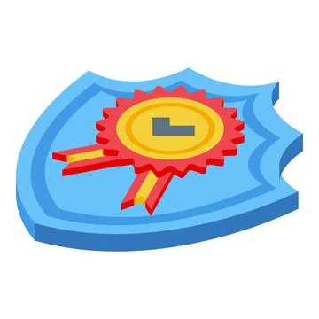 Benchmark shield icon isometric vector. Indicator performance Stock Illustration
