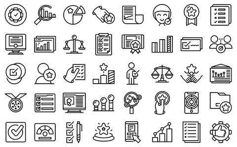 Benchmark testing icons set outline vector. Aspekt benchmarking Stock Illustration