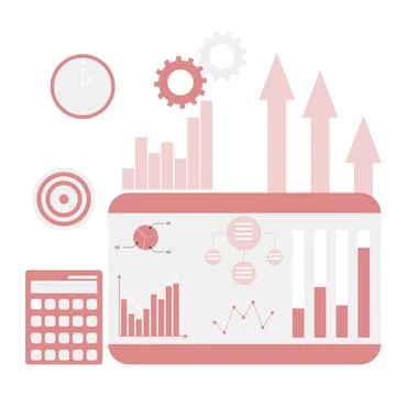 Benchmarking and testing charts graphic and indicator for business Illustrazione stock