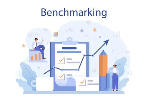 Benchmarking concept. Idea of business development and improvement. Stock Illustration