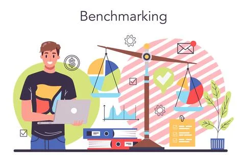 Benchmarking concept. Idea of business development and improvement. Stock Illustration