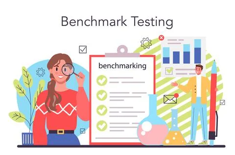 Benchmarking concept. Idea of business development and improvement. Stock Illustration