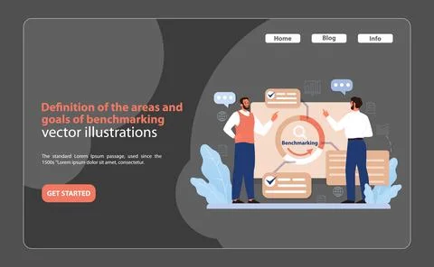 Benchmarking Essentials Vector. Two professionals engaging in strategic. イラスト素材