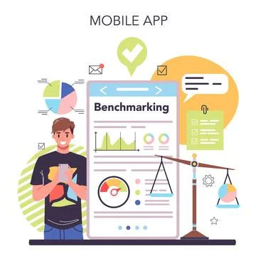 Benchmarking online service or platform. Idea of business development Stock Illustration