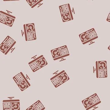 Benchmarking screen gaming pc glyph vector seamless pattern Stock Illustration