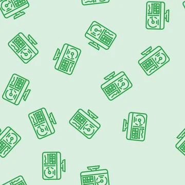 Benchmarking screen gaming pc line vector seamless pattern Stock Illustration