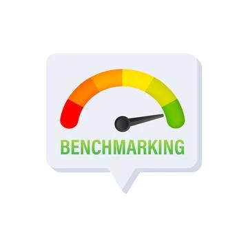Benchmarking Speedometer, general indicator, business concept. Vector stock Stock Illustration