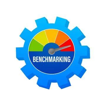 Benchmarking Speedometer, general indicator, business concept. Vector stock Stock Illustration