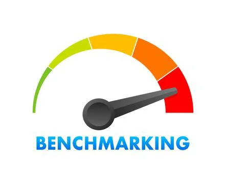 Benchmarking Speedometer, general indicator, business concept. Vector stock Stock Illustration