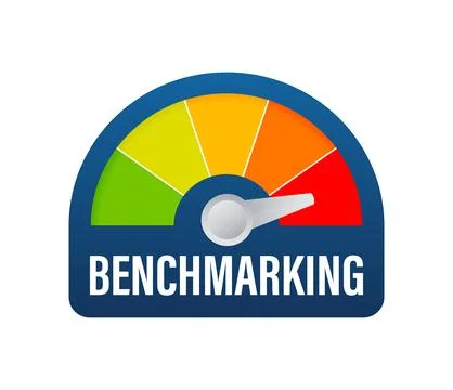 Benchmarking Speedometer, general indicator, business concept. Vector stock Stock Illustration