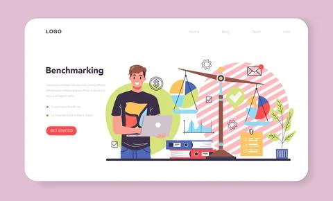 Benchmarking web banner or landing page. Idea of business development Stock Illustration