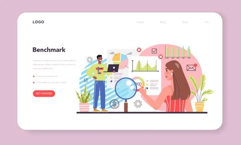 Benchmarking web banner or landing page. Idea of business development Stock Illustration