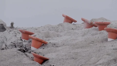 Benchmarks for explosive works, lay explosives Stock Footage 69978531