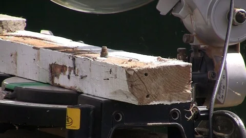 Benchsaw cutting timber Stock Footage 90218222