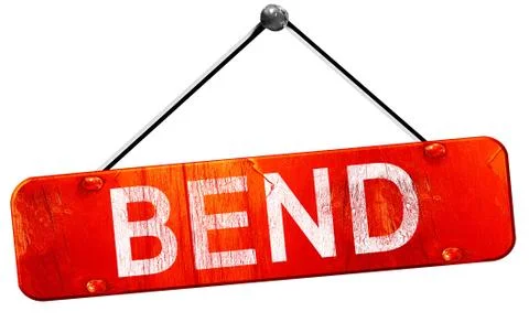 Bend, 3D rendering, a red hanging sign Stock Illustration