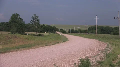 Bend in country road Stock Footage 138652399