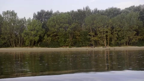 A bend in the Danube River in Hungary Stock Footage 116117141