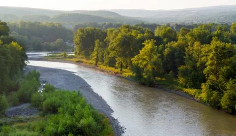 Bend of the mountain river Stock Photos