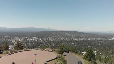 BEND Oregon Drone shot Pilot Butte Stock Footage 136395656