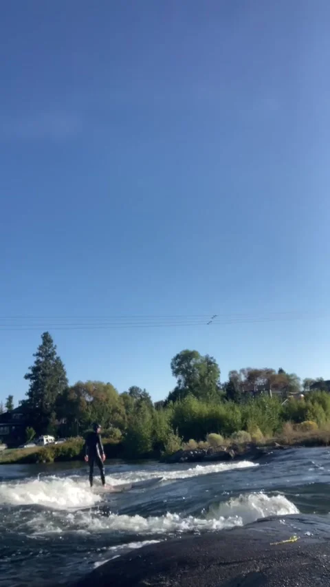 Bend, Oregon USA 08 30 2023 River Surfing in Bend, Oregon Video stock 304144157