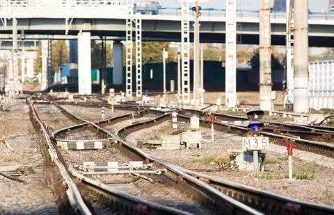 Bend railway path Foto stock
