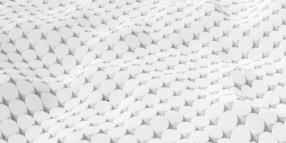 Bend white round cylinder array wave background, wallpaper banner template Illustrazione stock