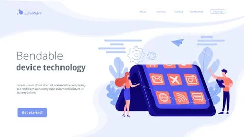 Bendable device technology concept landing page. Stock Illustration