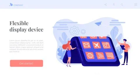 Bendable device technology concept landing page. Stock Illustration