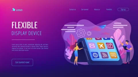 Bendable device technology concept landing page. Stock Illustration
