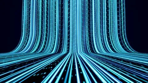 The bending and extending blue data optical flow in dark blue space 스톡 일러스트