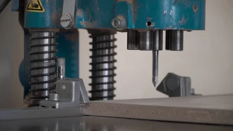 Bending flat metal then make a hole at flat bar by drilling machine. lose up Stock Footage 89547784