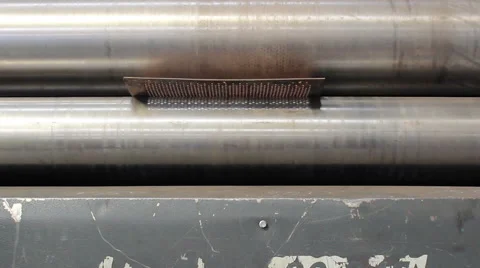 Bending metal on hydraulic machine with three rollers Stock Footage 67104079