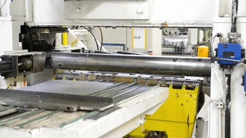 Bending metal sheet by sheet bending machine Stock Footage 82079474
