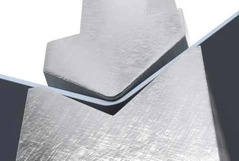 Bending metal sheet by sheet bending machine 3d render Stock Illustration