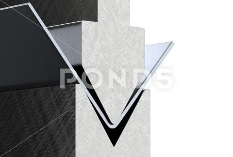 Bending metal sheet by sheet bending machine 3d render Stock Illustration
