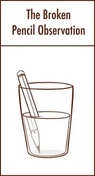 Bending Pencil Experiment. Refraction of Light Vector illustration Stock Illustration