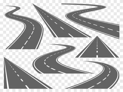 Bending roads vector set Stock Illustration