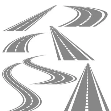 Bending roads vector set, stock vector illustration Illustrazione stock