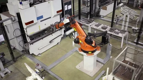 Bending Robot on Idustrial Factory Stock Footage 63300422