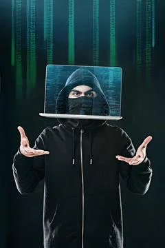 Bending your data to his will. Portrait of a computer hacker levitating a lap Stock Photos