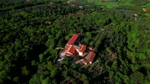 Benedectine Monastery 4K-Aerial view Monte San Savino Tuscany Italy Stock Footage 188349618